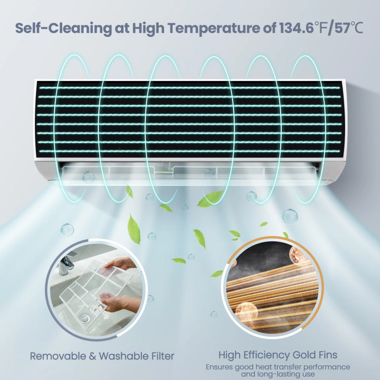 18000 BTU 19 SEER2 208-230V Ductless Mini Split Air Conditioner and Heater