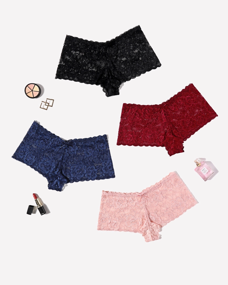 4 Pcs Floral Lace Panties Mid-rise Panty