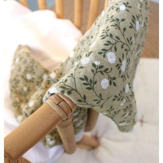 A Little Lovely Company Muslin Cloth XL: Blossom - Dark Sage
