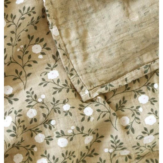 A Little Lovely Company Muslin Cloth XL: Blossom - Dark Sage