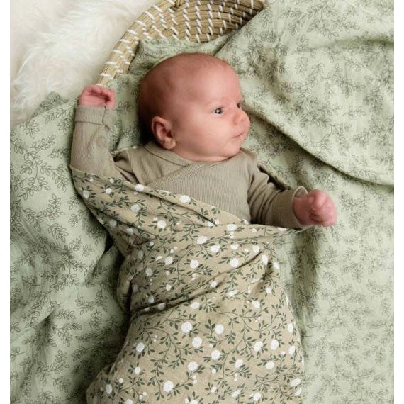 A Little Lovely Company Muslin Cloth XL: Blossom - Dark Sage