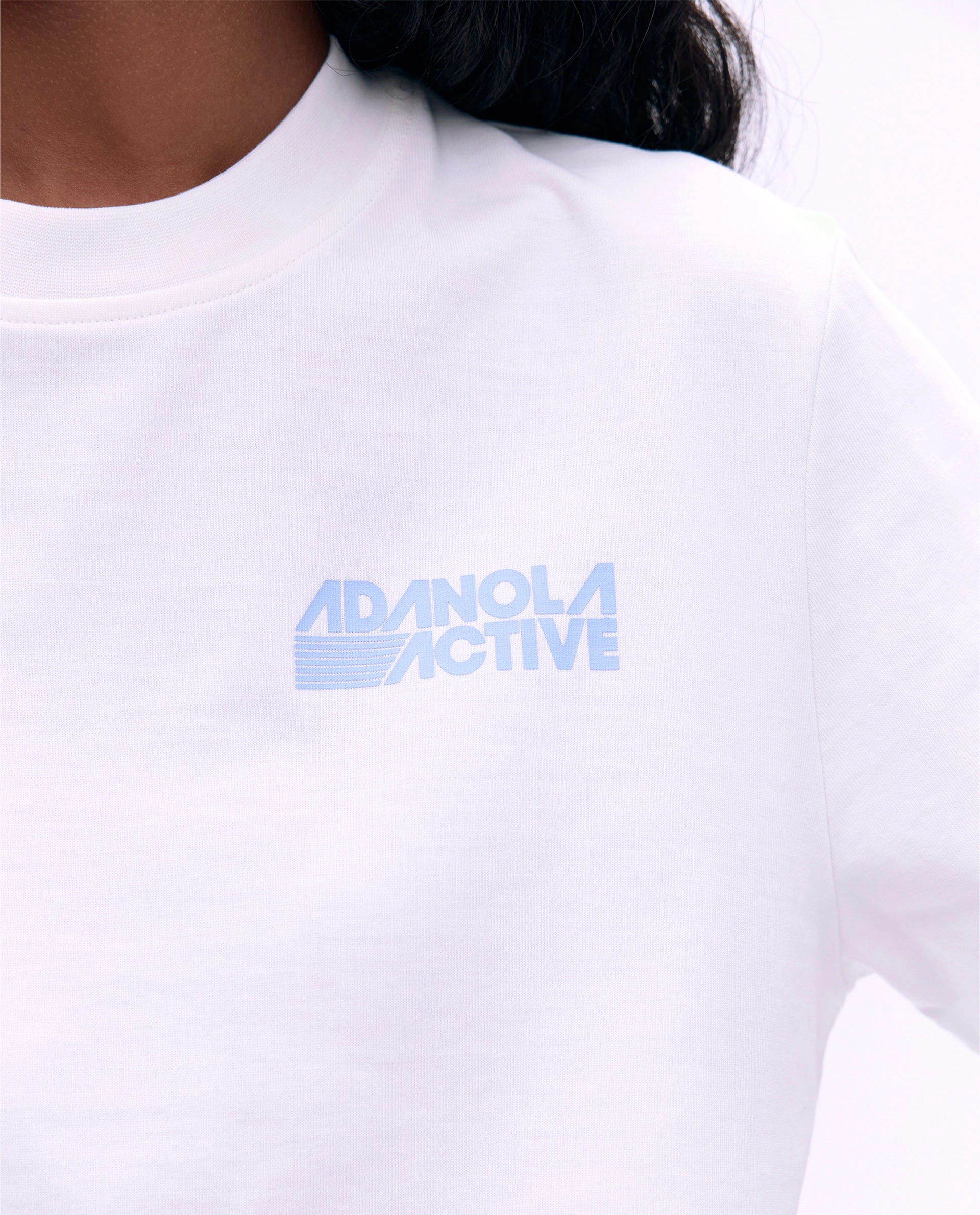 Adanola Active Short Sleeve Oversized T-shirt - White/Powder Blue