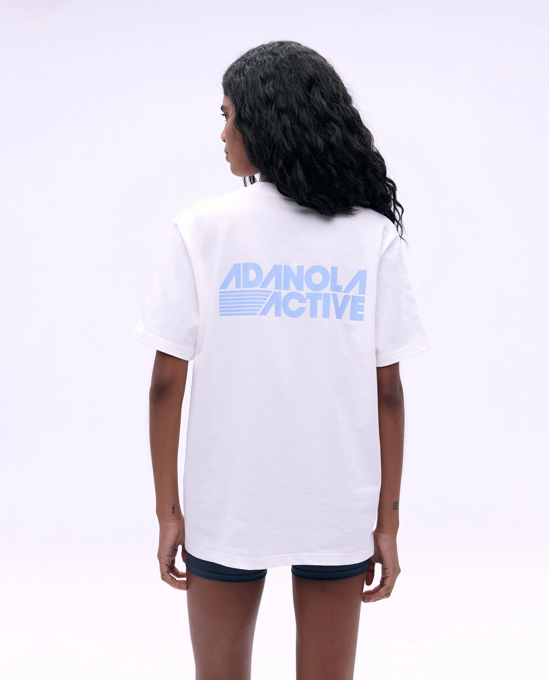 Adanola Active Short Sleeve Oversized T-shirt - White/Powder Blue