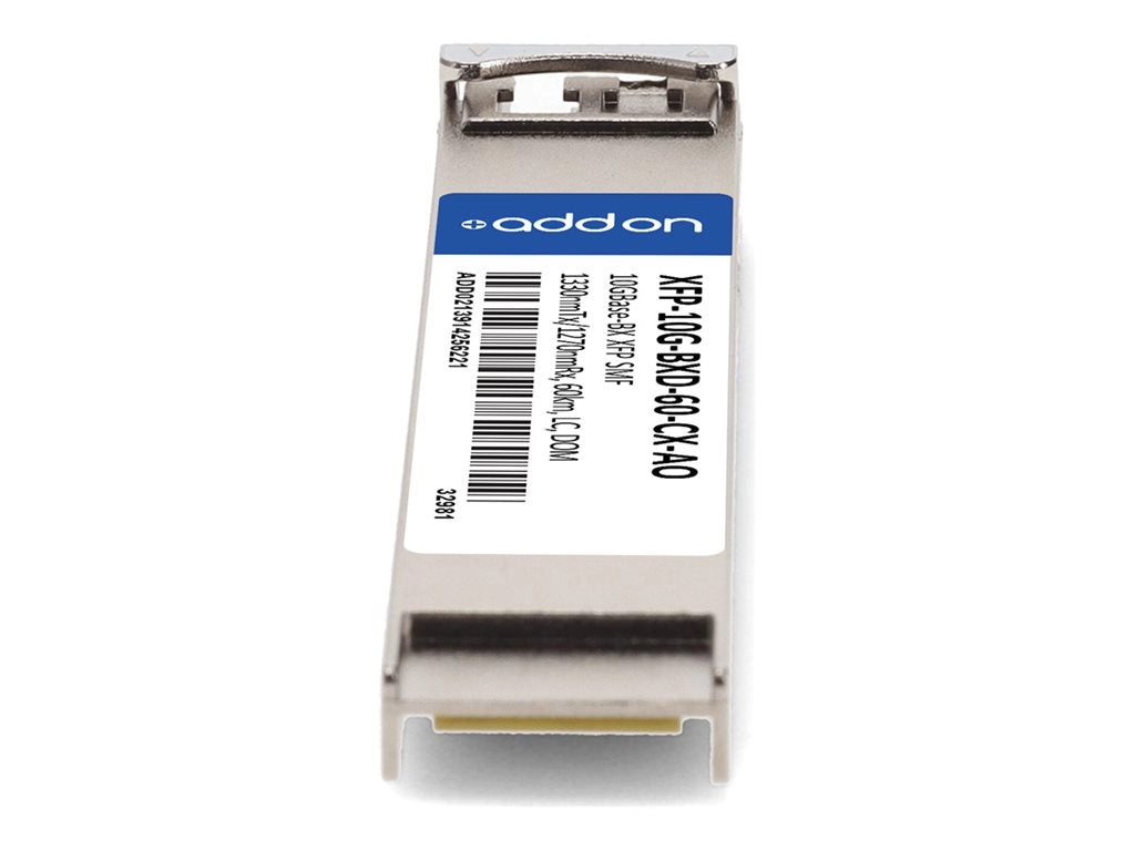 AddOn - XFP transceiver module - 10GbE - 10GBase-BX - LC single-mode - up to 37.3 miles - 1330 (TX) / 1270 (RX) nm - TAA Compliant XFP-10G-BXD-60-CX-AO