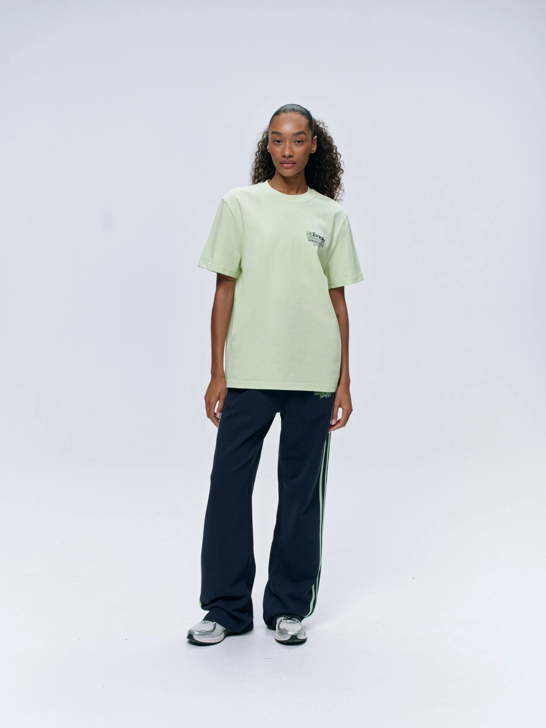 Community Spirit Short Sleeve Oversized T-shirt - Mint Green/Navy Blue