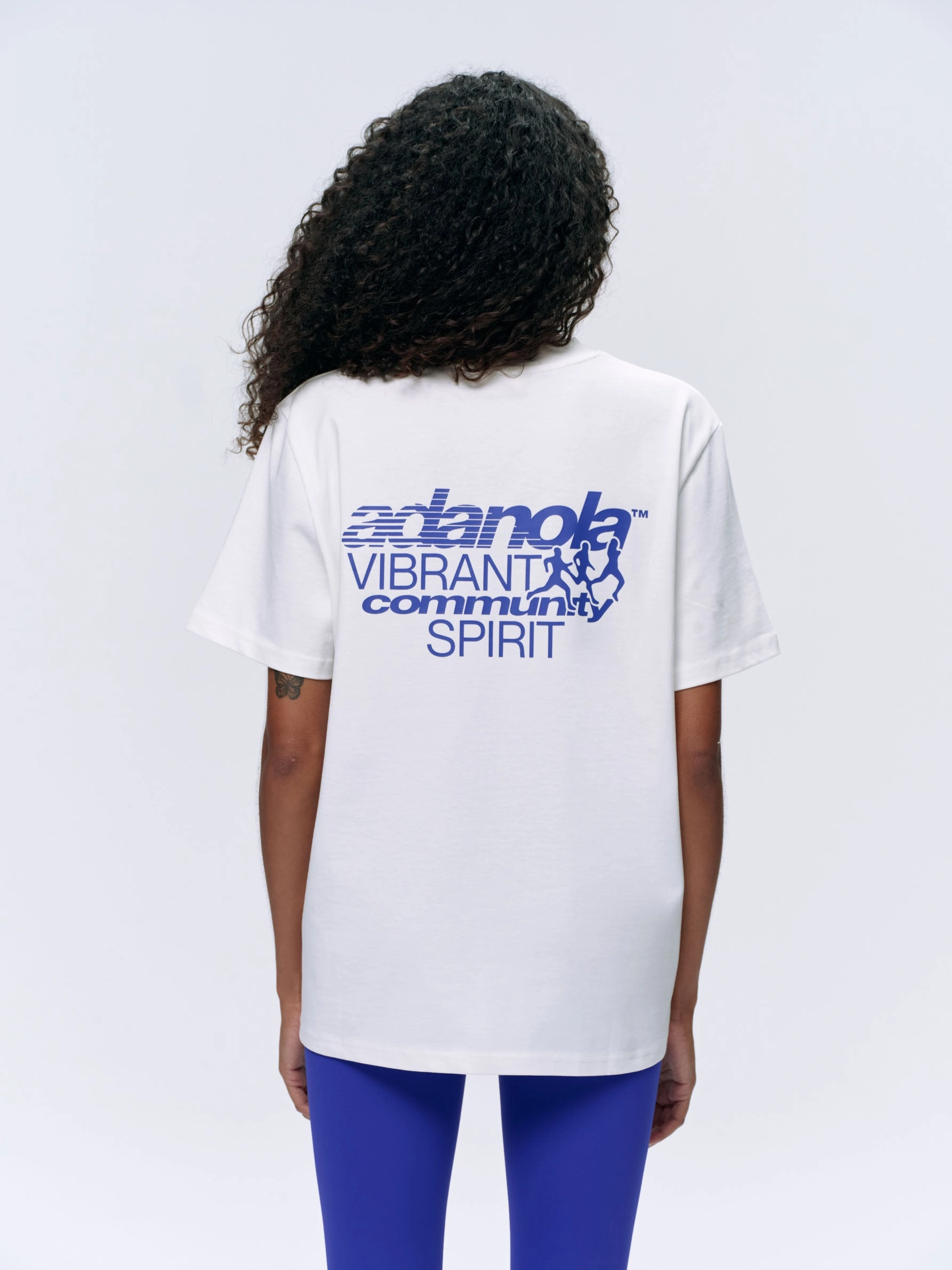 Community Spirit Short Sleeve Oversized T-shirt - White/Cobalt Blue