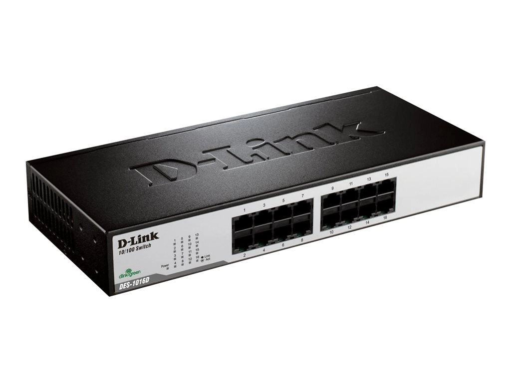 D-Link DES 1016D - Switch - unmanaged - 16 x 10/100 - desktop, rack-mountable DES-1016D