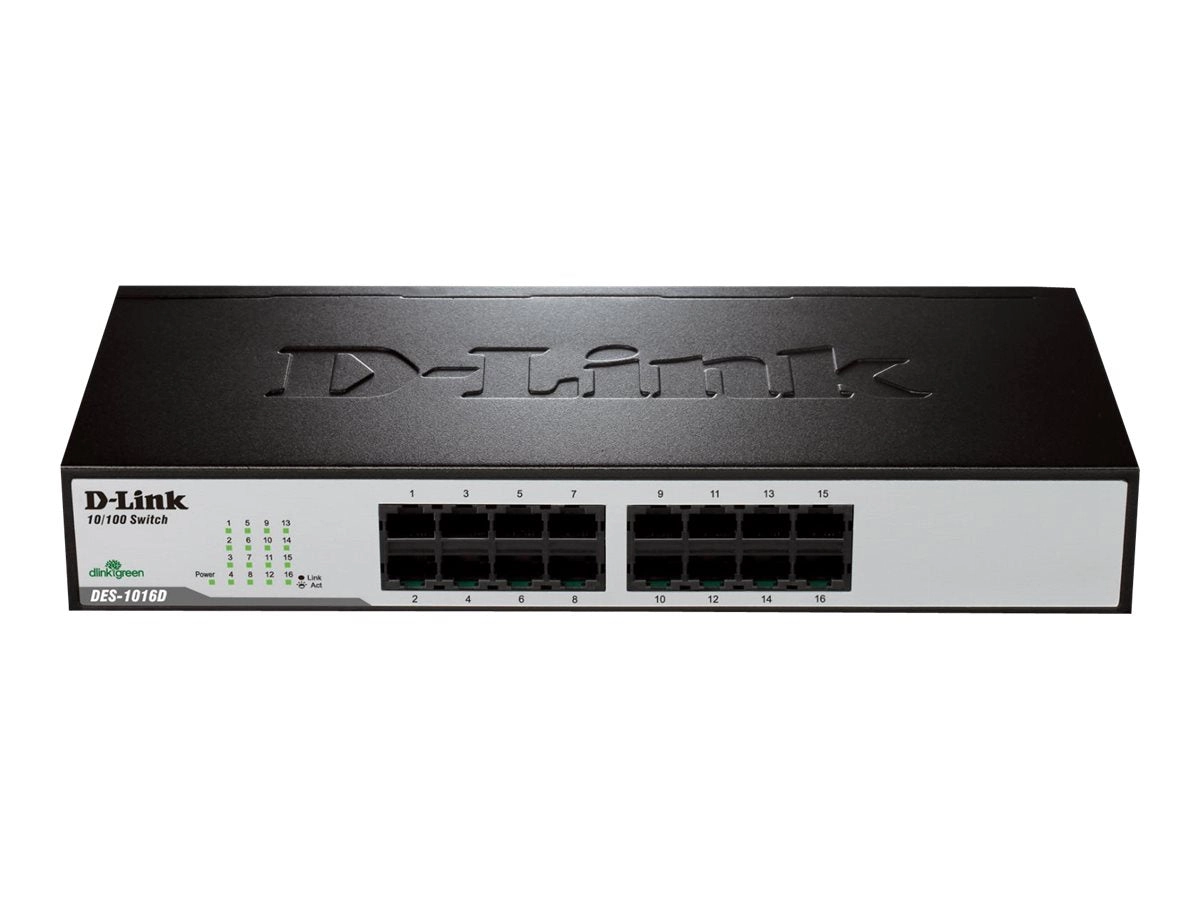 D-Link DES 1016D - Switch - unmanaged - 16 x 10/100 - desktop, rack-mountable DES-1016D