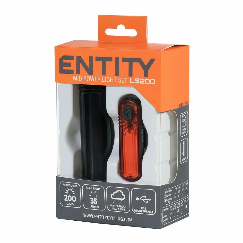Entity LS200 Hi-Glow 200 Lumens Light Set - USB Rechargeable