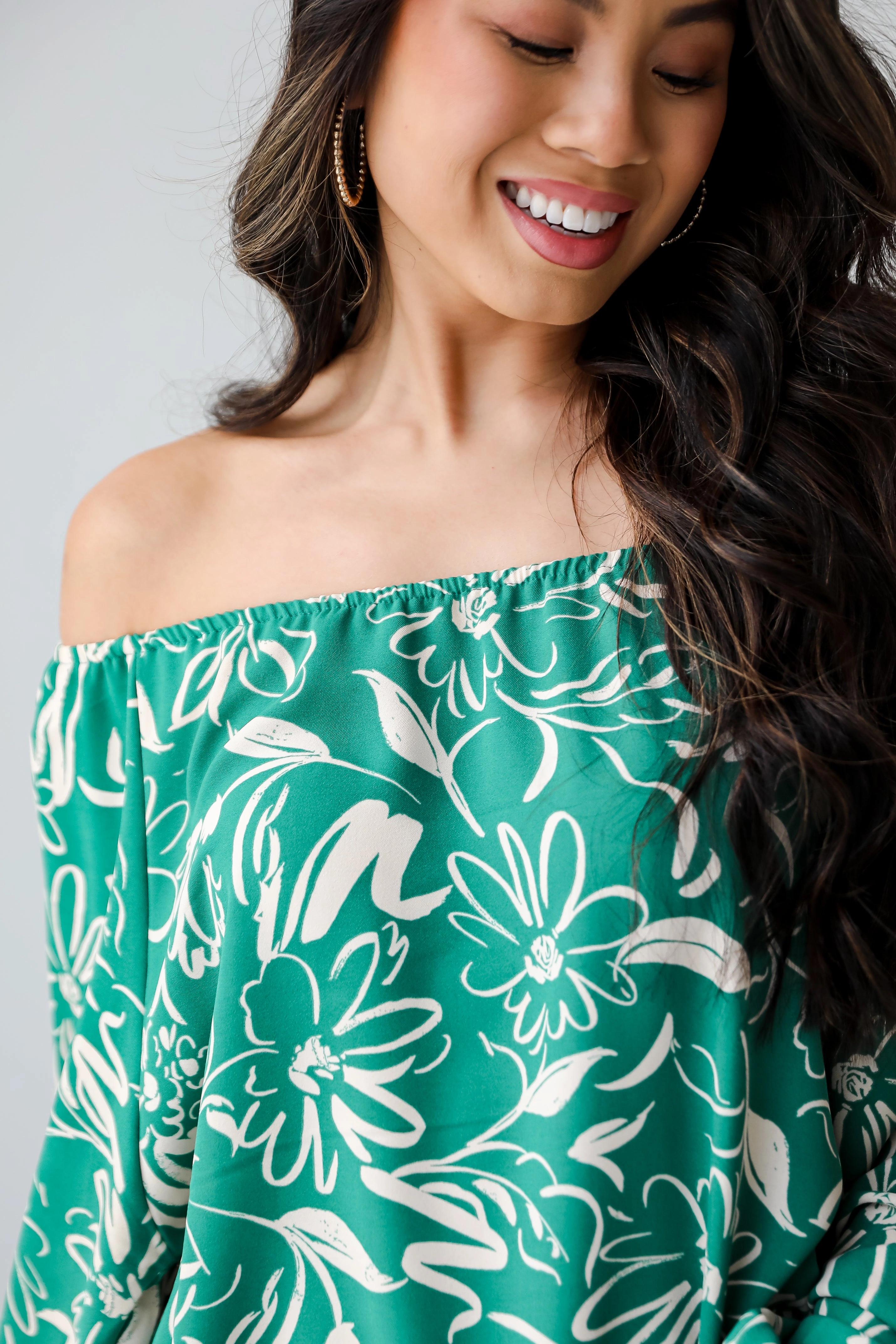 FINAL SALE - Darling Quality Green Floral Blouse
