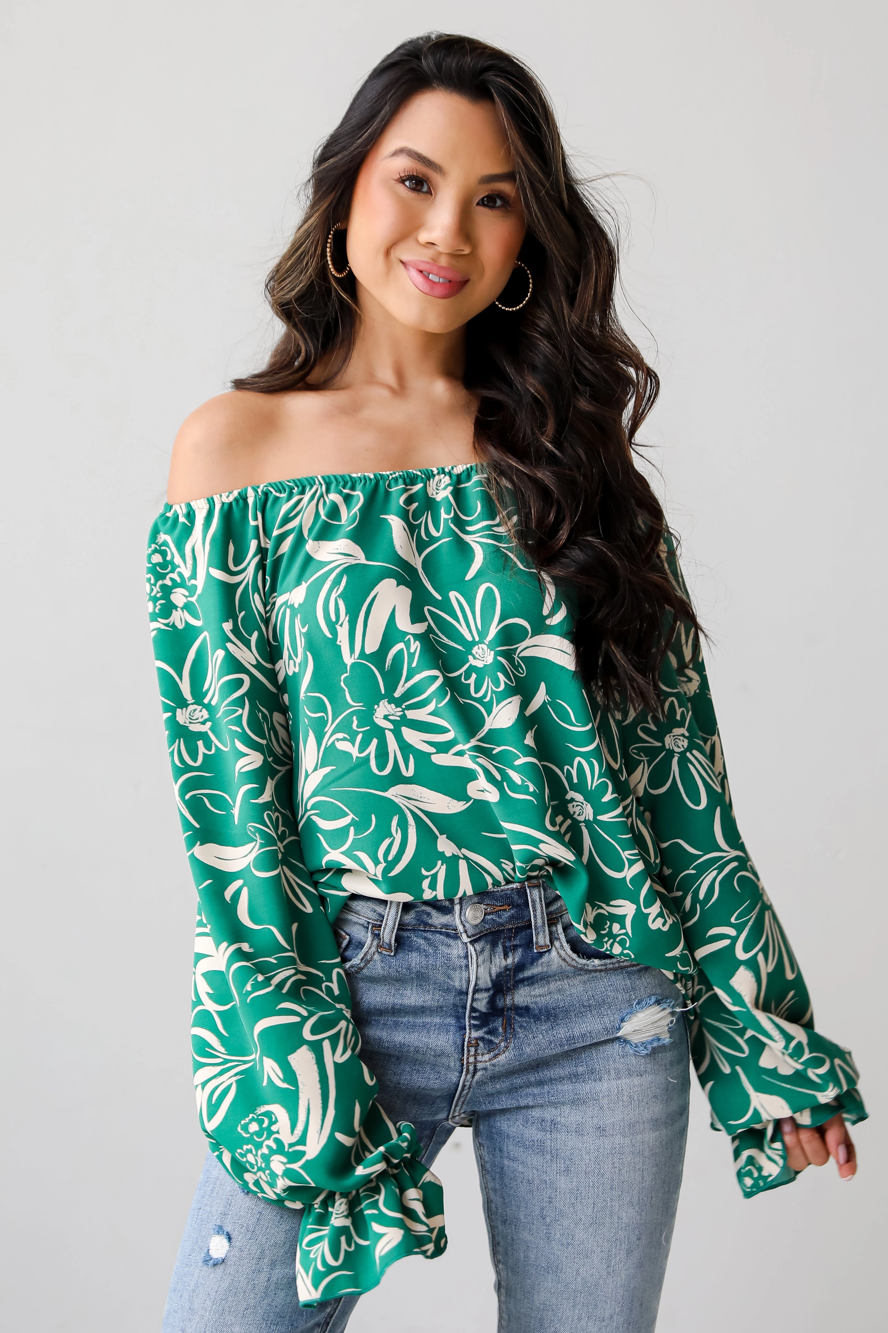 FINAL SALE - Darling Quality Green Floral Blouse