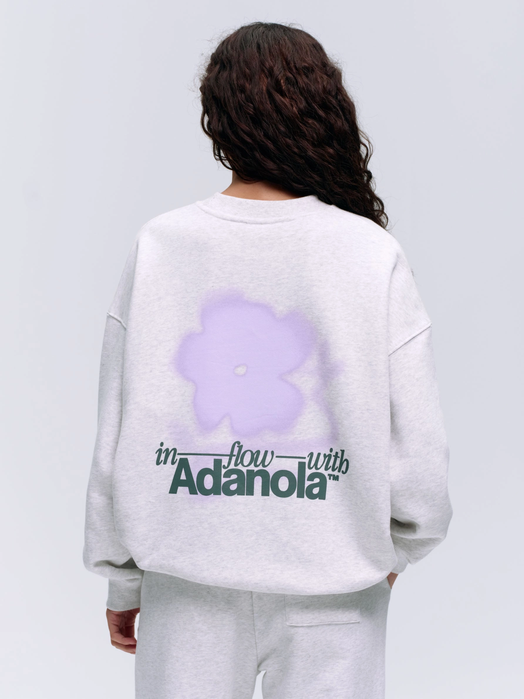 Flow Oversized Sweatshirt - Light Grey Melange/Lilac Purple