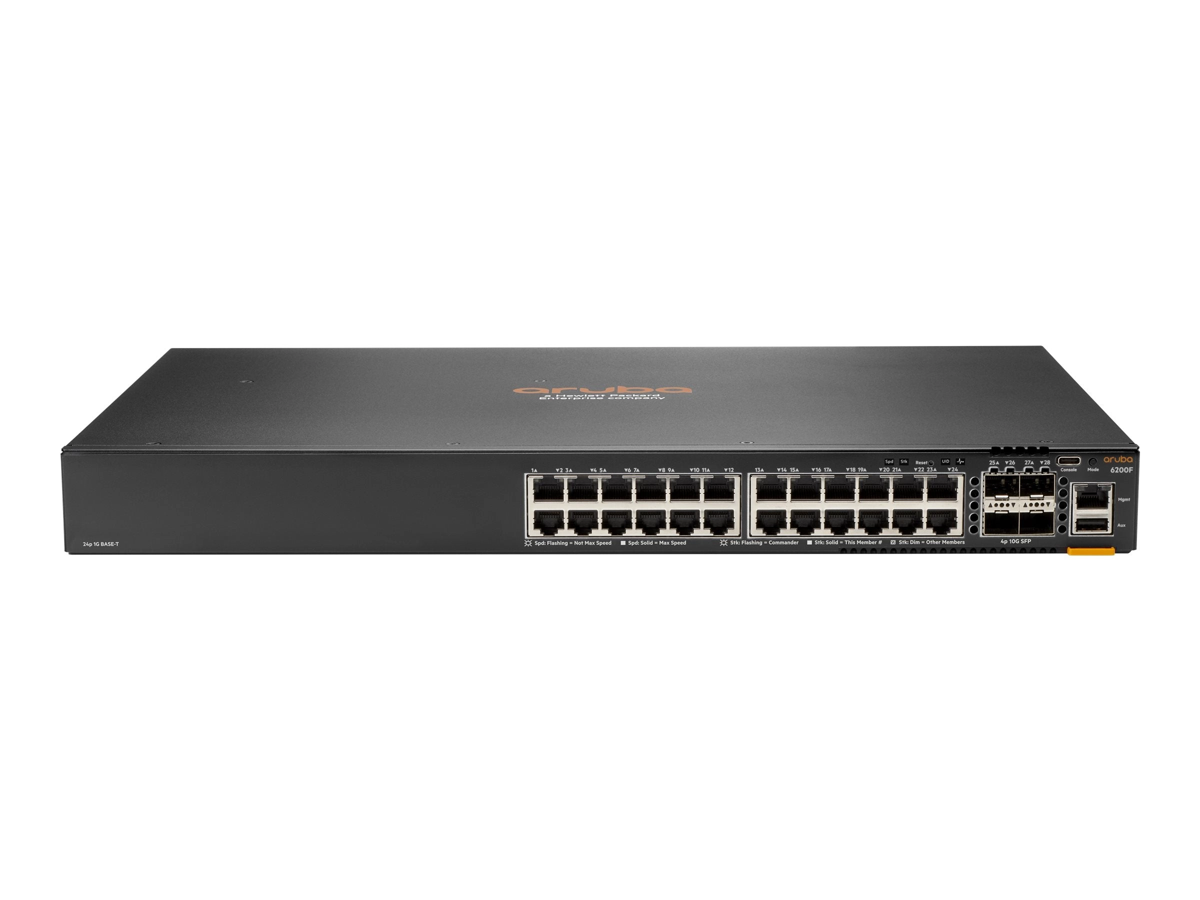 HPE Aruba 6200F 24G 4SFP  Switch - Switch - L3 - managed - 24 x 10/100/1000 (PoE )   4 x 1 Gigabit / 10 Gigabit SFP  - rack-mountable JL724A#B2E