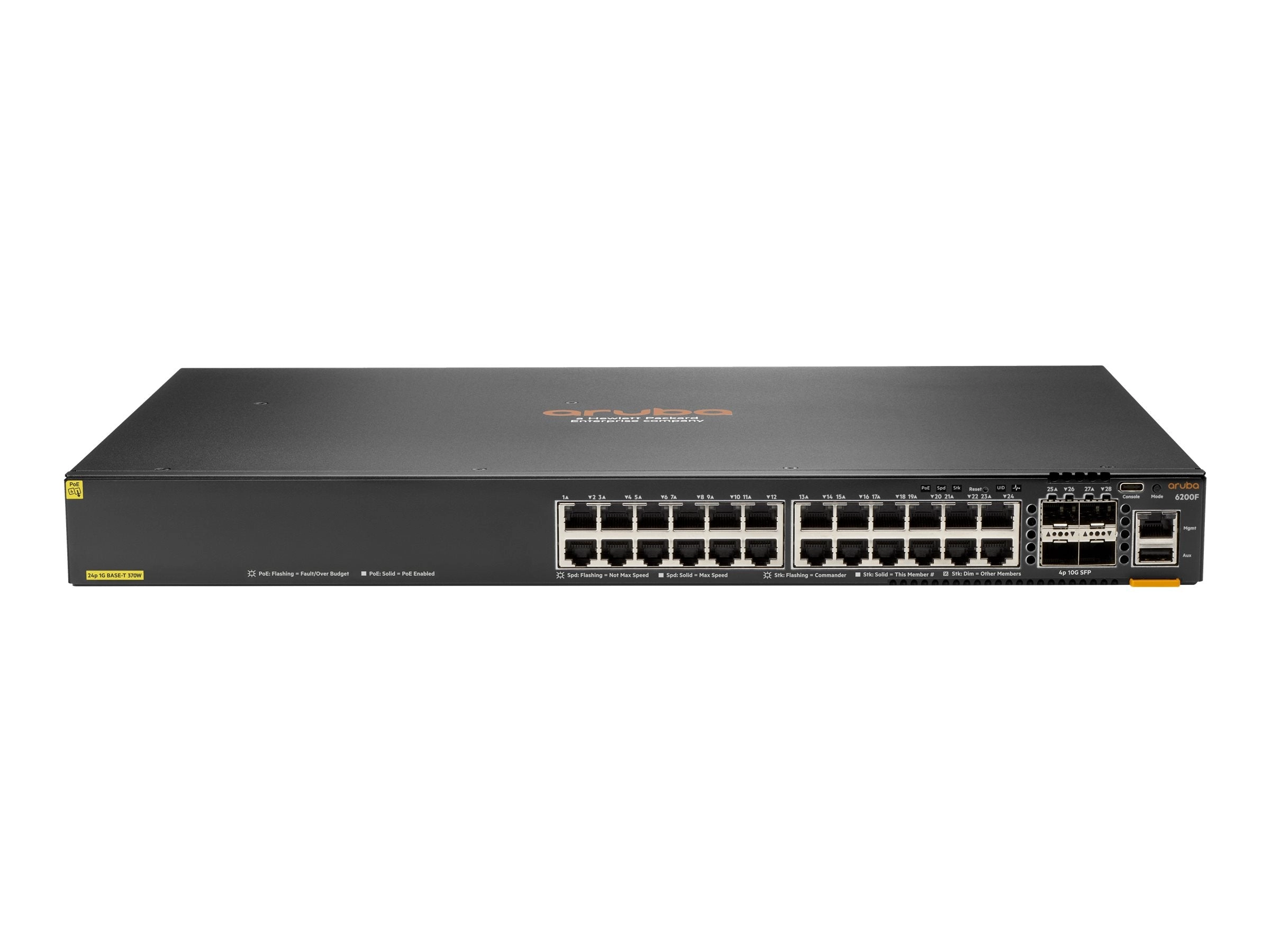 HPE Aruba 6200F 24G Class4 PoE 4SFP  370W Switch - Switch - Max. Stacking Distance 10 kms - L3 - managed - 24 x 10/100/1000 (PoE ) JL725B#ACE