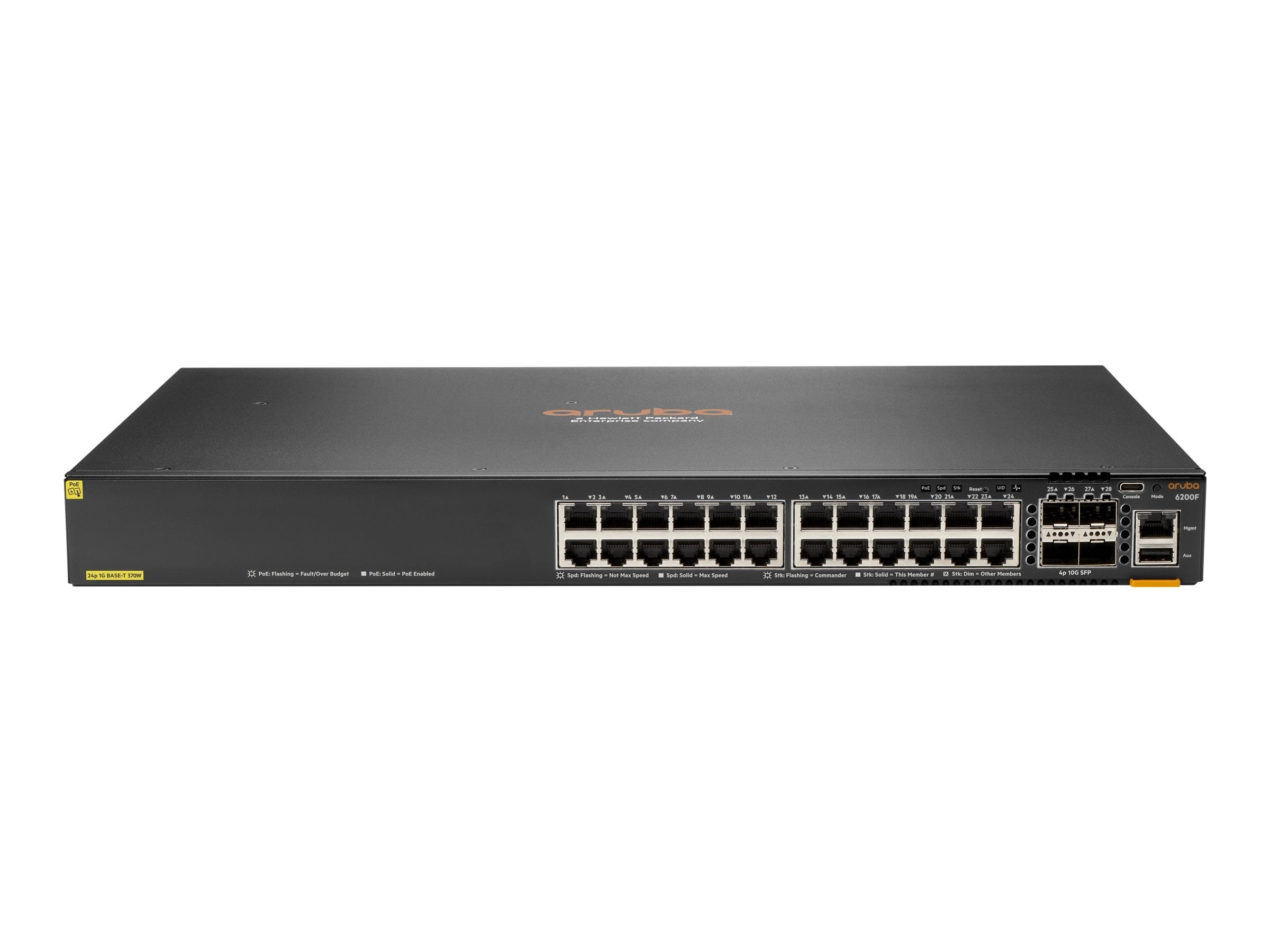 HPE Aruba Networking CX 6200F 24G Class 4 PoE 4SFP 370W Switch - Switch - Max. Stacking Distance 10 kms - L3 - managed - 24 x S0G14A