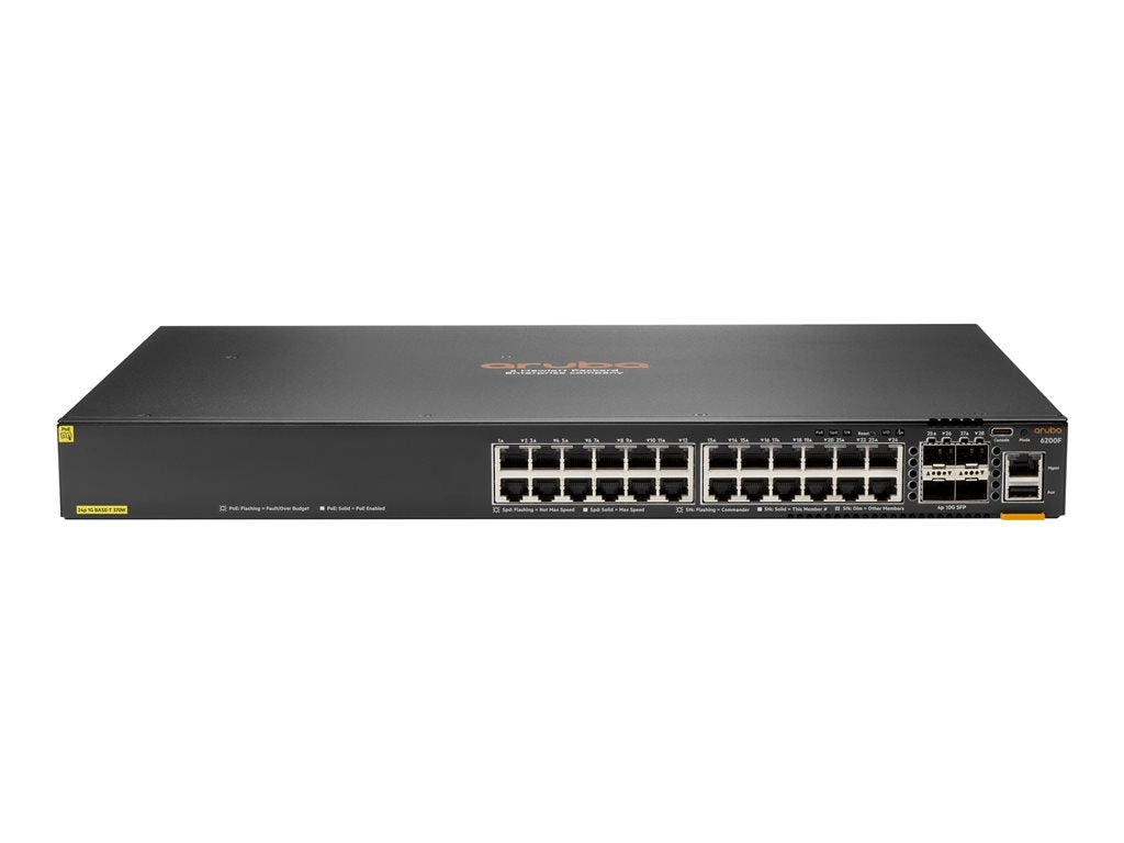 HPE Aruba Networking CX 6200F 24G Class 4 PoE 4SFP 370W Switch - Switch - Max. Stacking Distance 10 kms - L3 - managed - 24 x S0G14A