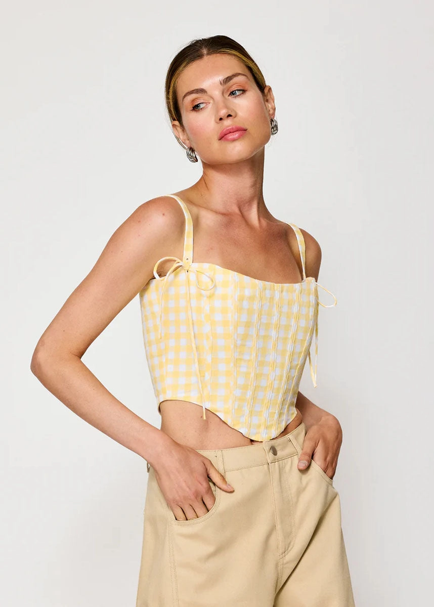 Junie Corset Top - White & Yellow