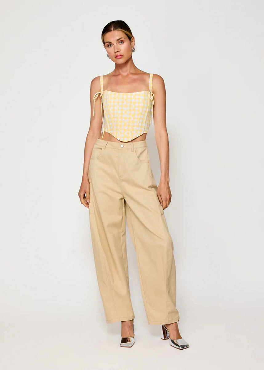 Junie Corset Top - White & Yellow