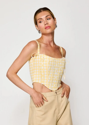 Junie Corset Top - White & Yellow