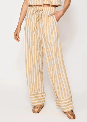 Kamari Stripe Pants - Ecru Taupe