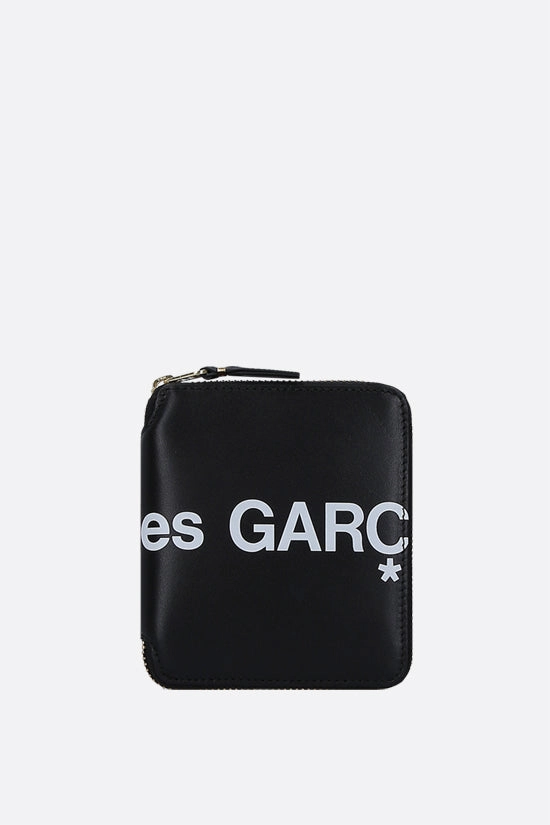 logo print smooth leather small zip-around wallet