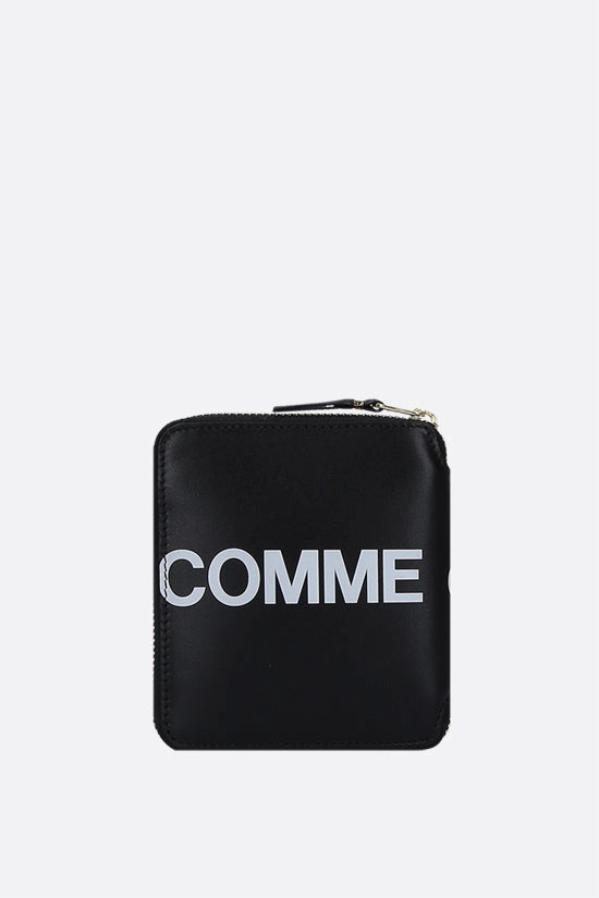 logo print smooth leather small zip-around wallet