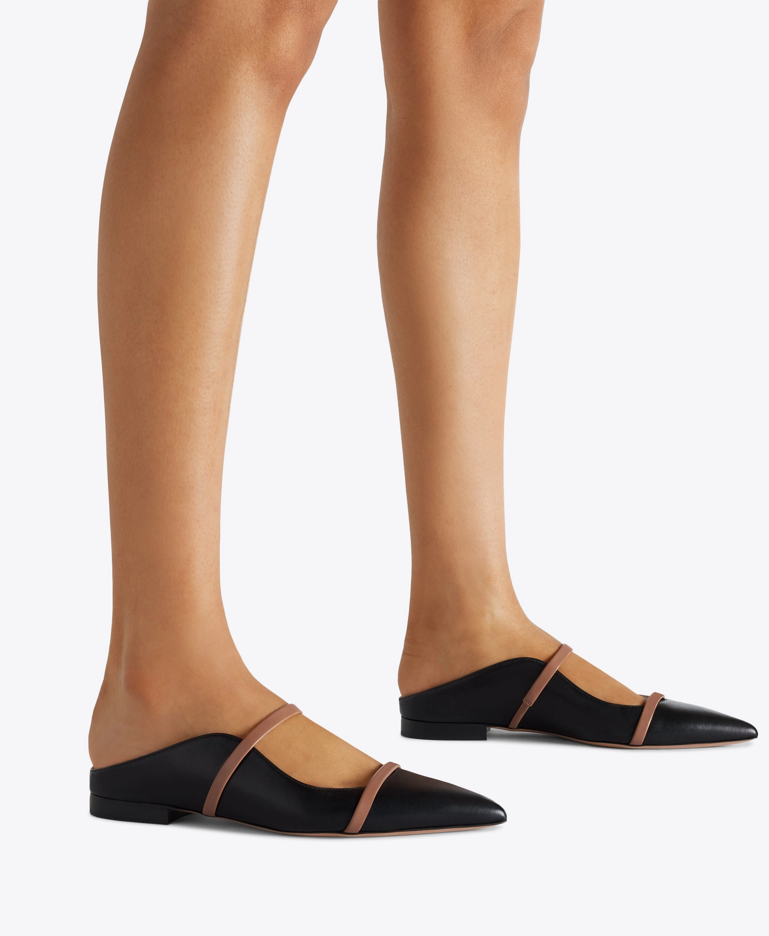 Maureen Black & Blush Leather Flats