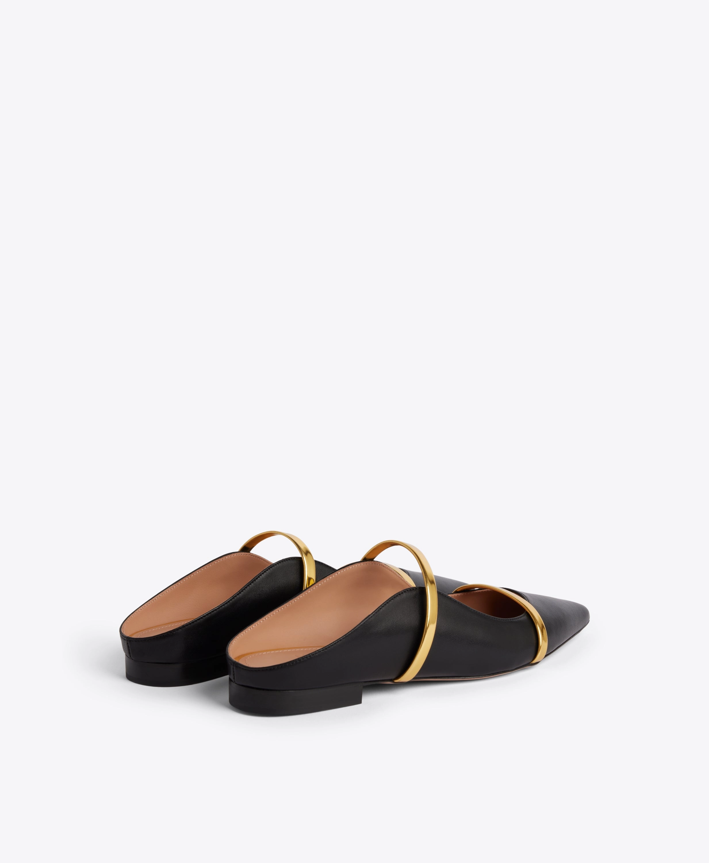 Maureen Black & Gold Leather Flat Mules