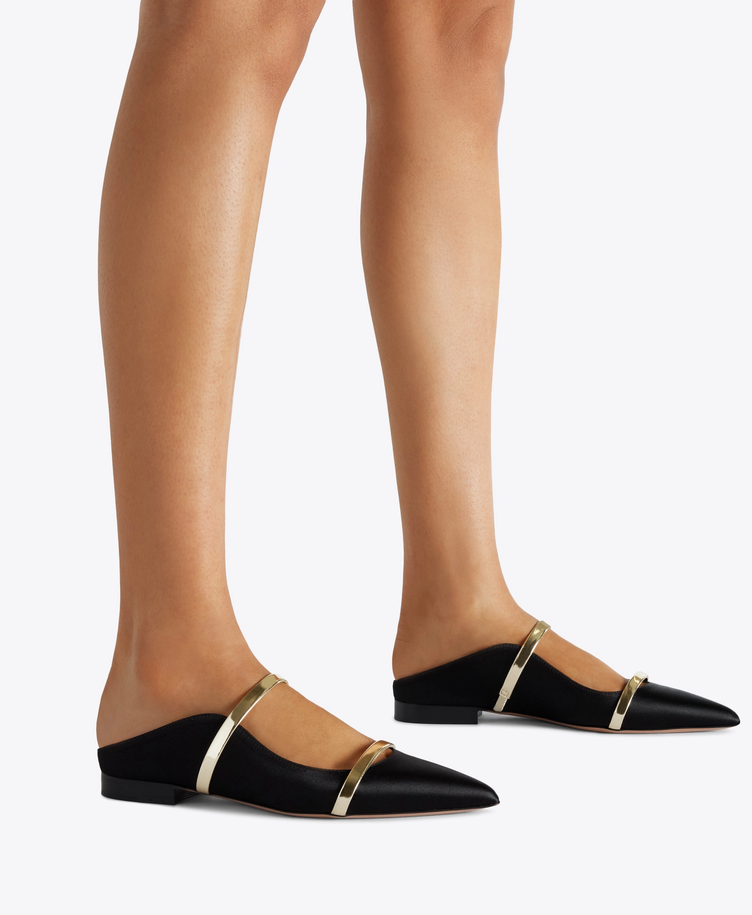 Maureen Black Satin Flat Mules