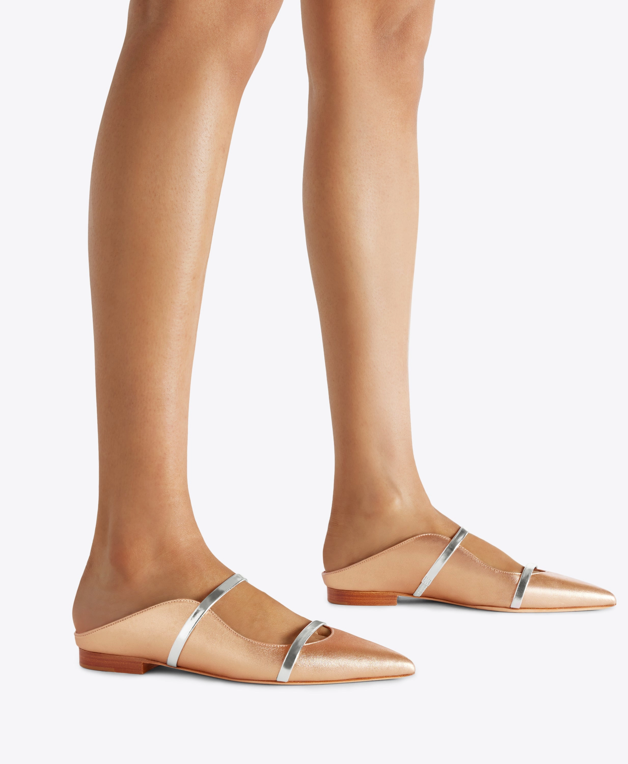 Maureen Gold & Silver Leather Flats