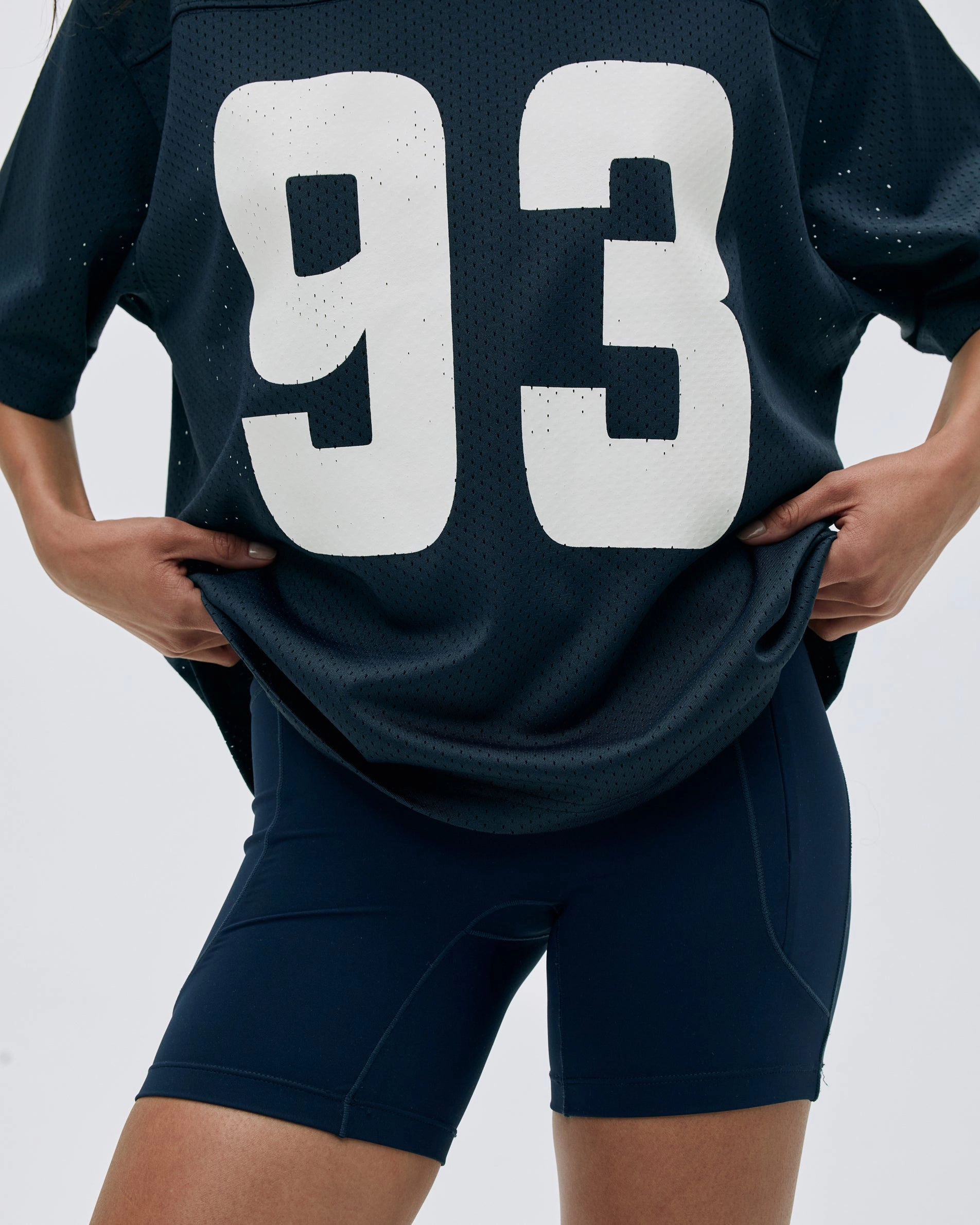 Mesh Short Sleeve Sports Jersey - Navy Blue/Marshmallow White
