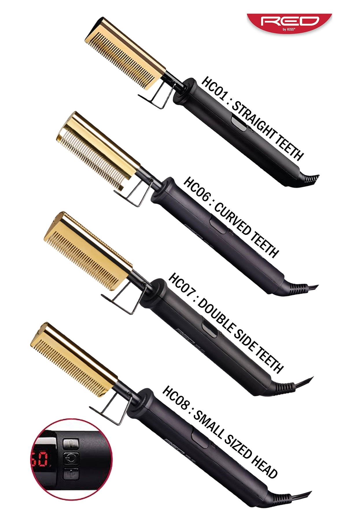 RED BY KISS HOT STYLER PRESSING COMB - 4 TYPES