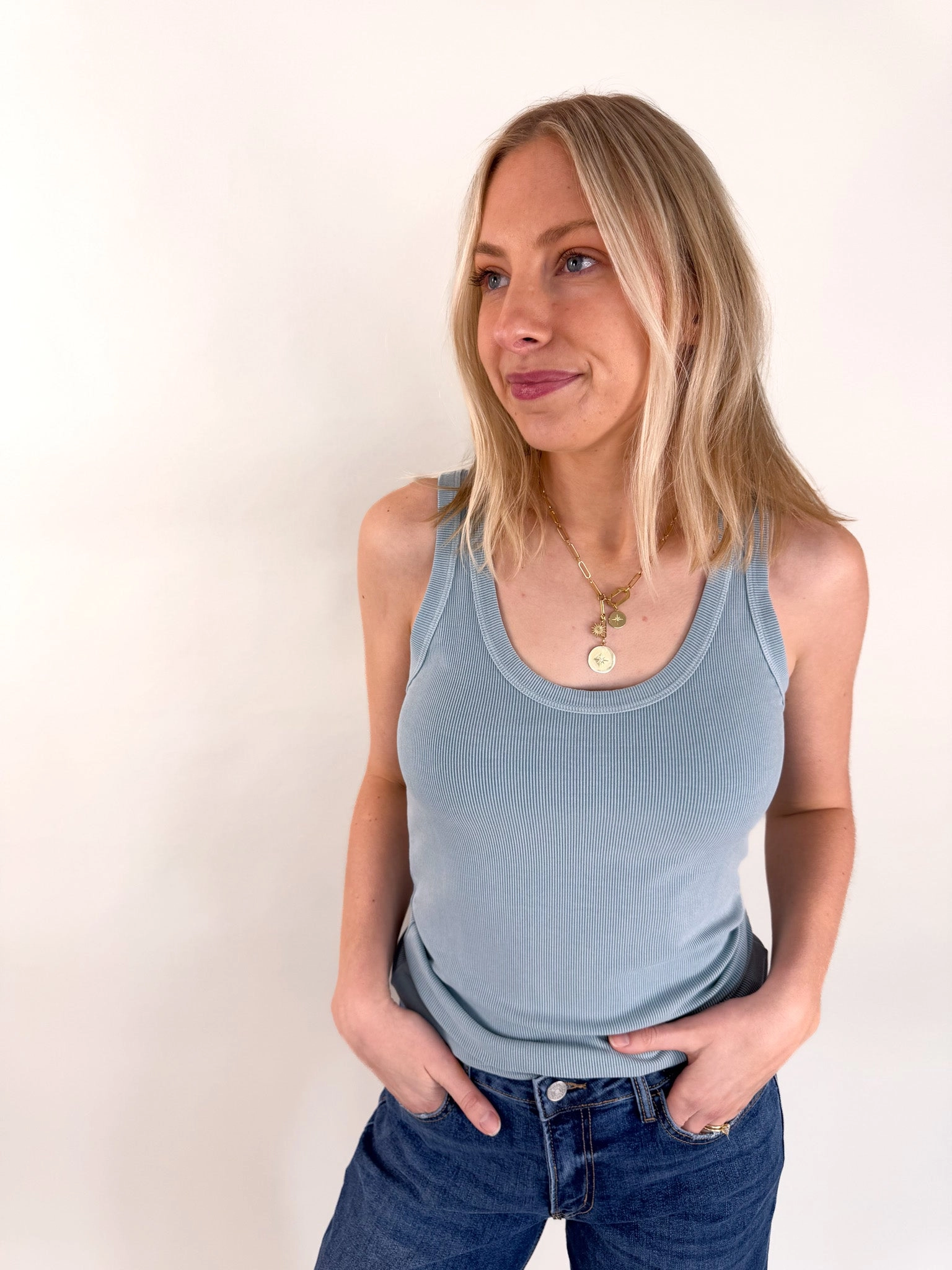 Ribbed Scoop Neck Tank