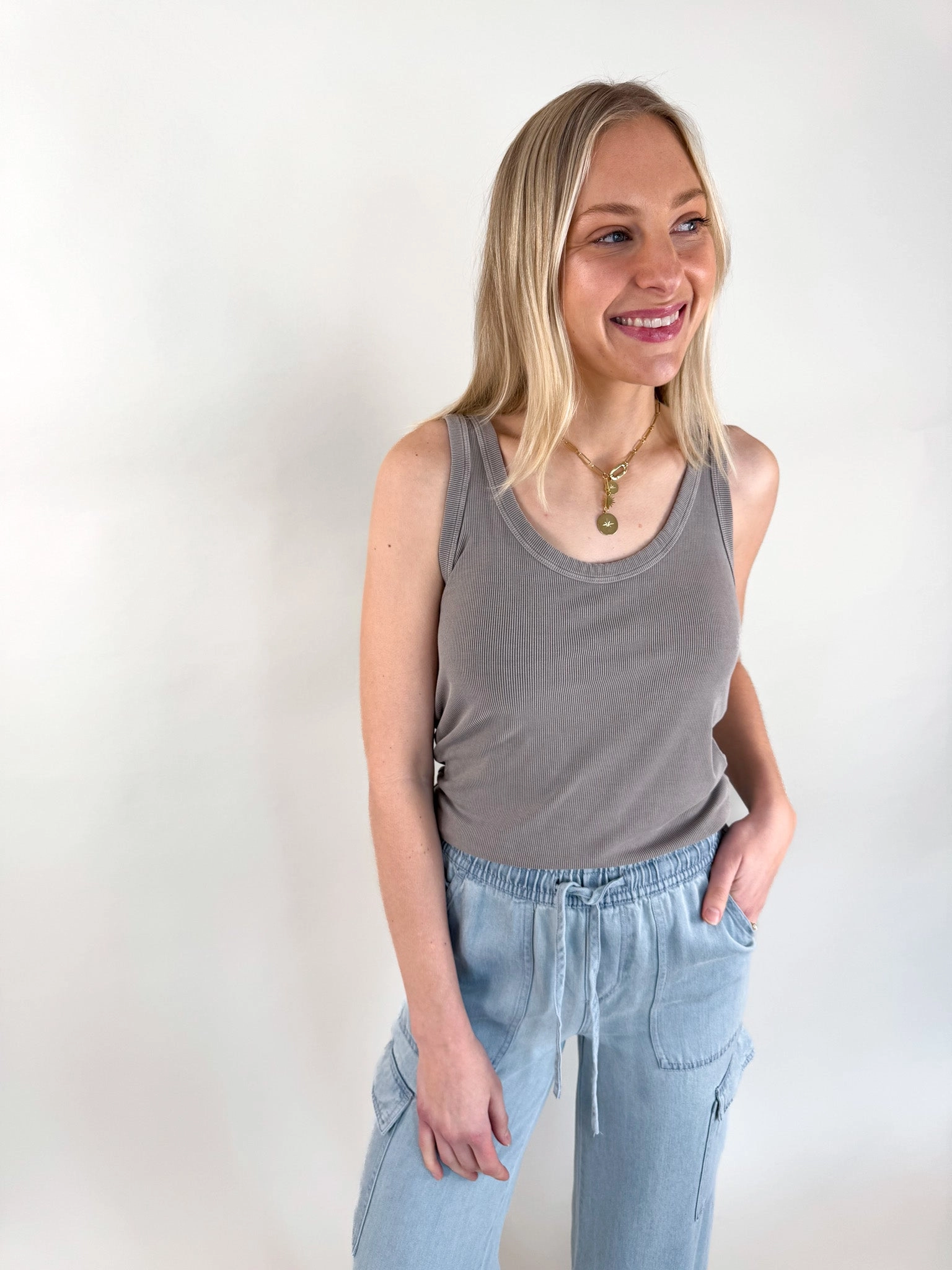 Ribbed Scoop Neck Tank