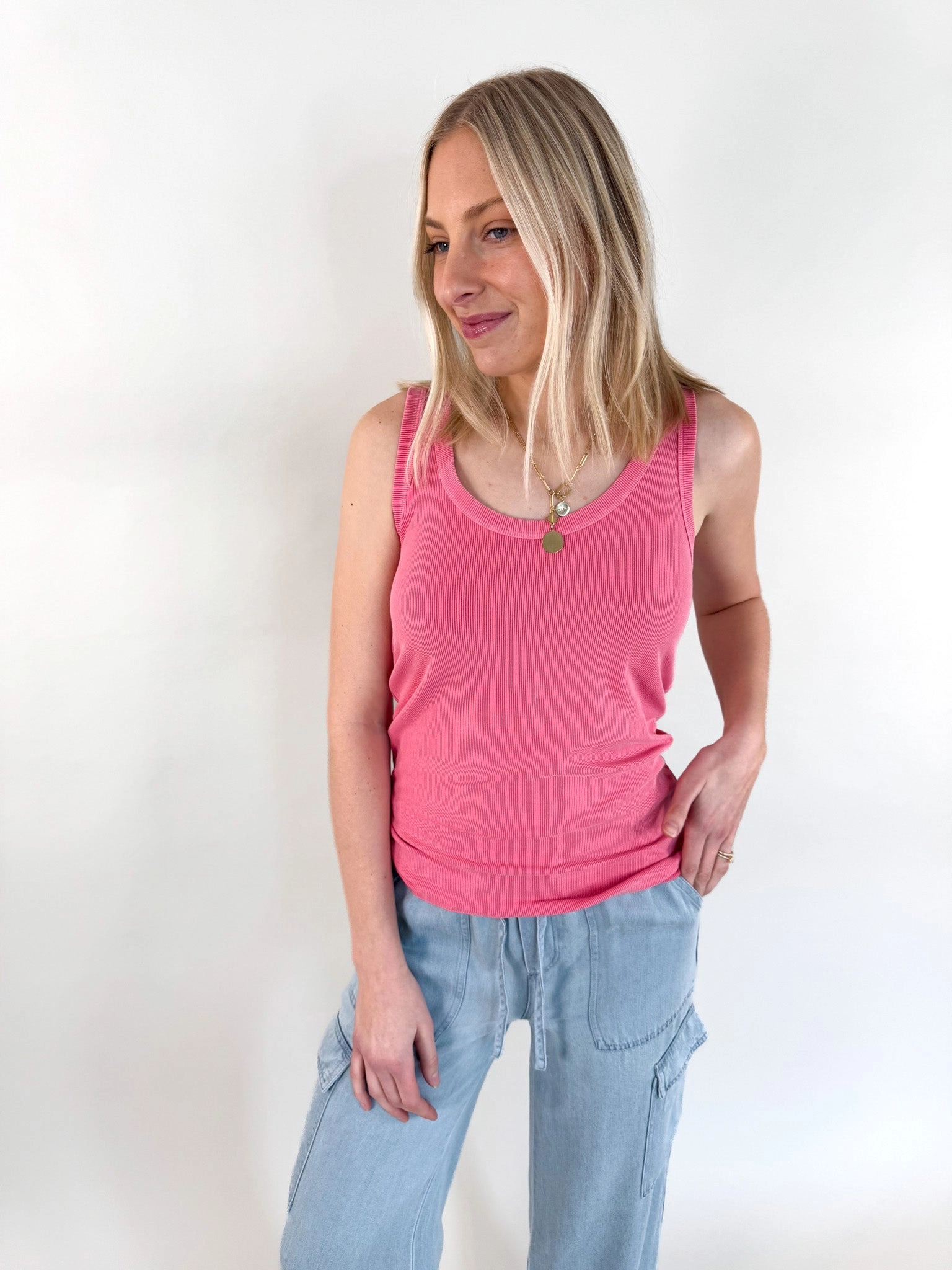Ribbed Scoop Neck Tank