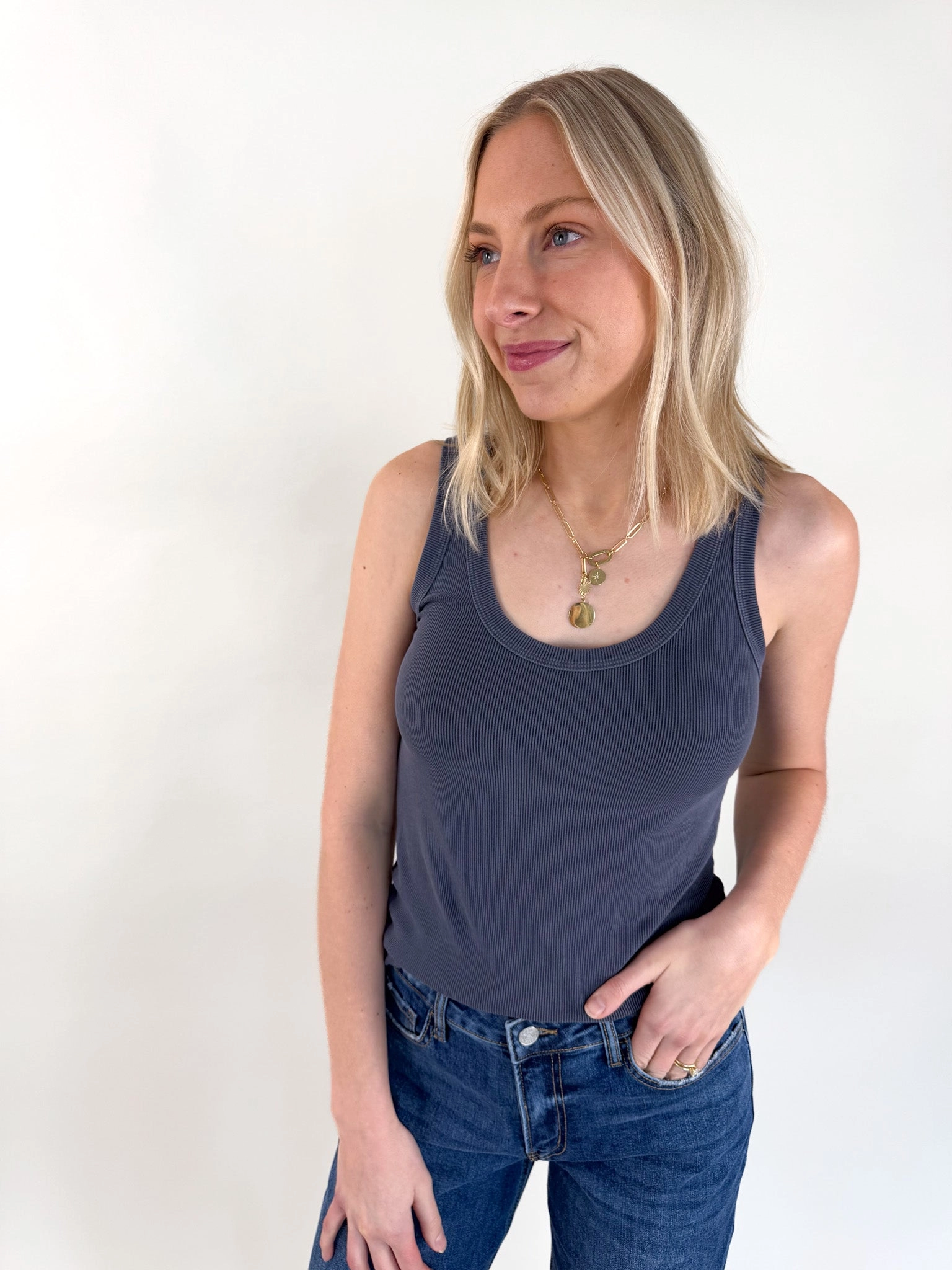 Ribbed Scoop Neck Tank