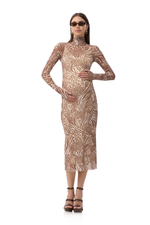 Shailene Dress - Taupe Animal