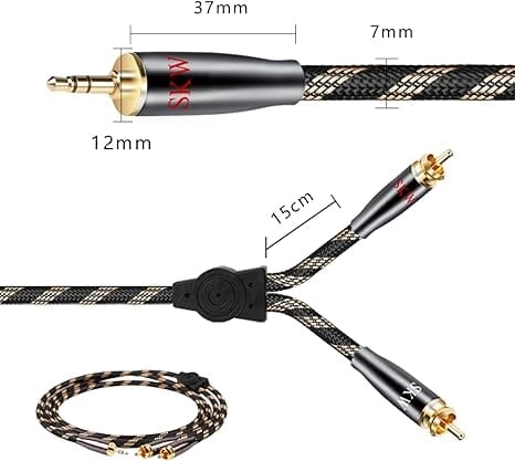 SKW  BG03 / BG-03 3.5mm Male to 2 RCA Male Audiophile Ultra-high Purity Copper Audio Cable