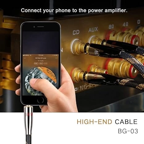 SKW  BG03 / BG-03 3.5mm Male to 2 RCA Male Audiophile Ultra-high Purity Copper Audio Cable