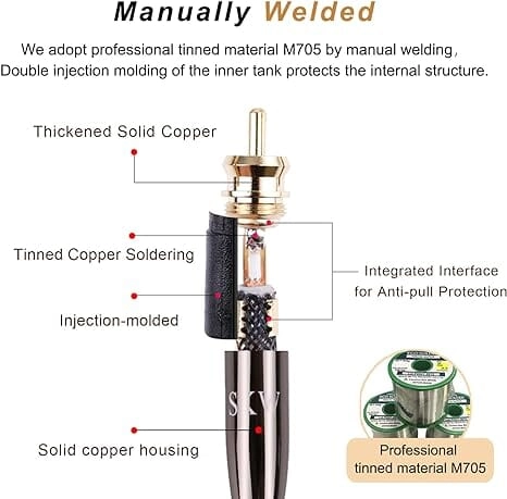 SKW  BG03 / BG-03 3.5mm Male to 2 RCA Male Audiophile Ultra-high Purity Copper Audio Cable