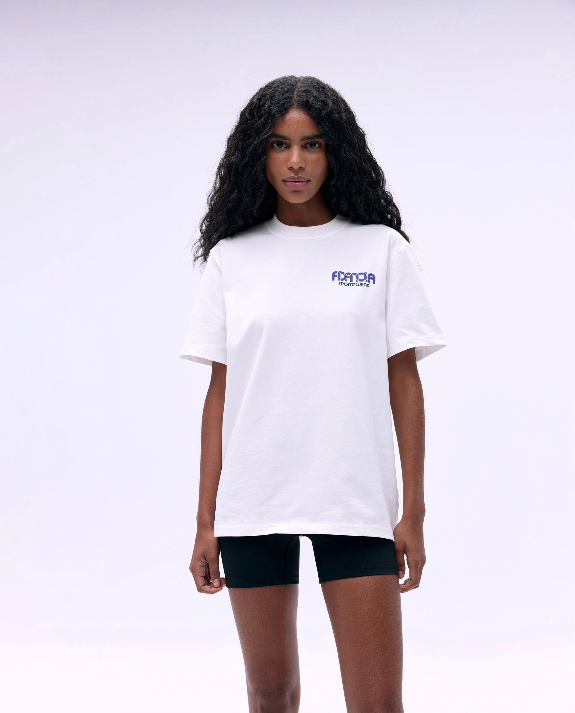 Sportswear Short Sleeve Oversized T-shirt - White/Cobalt Blue