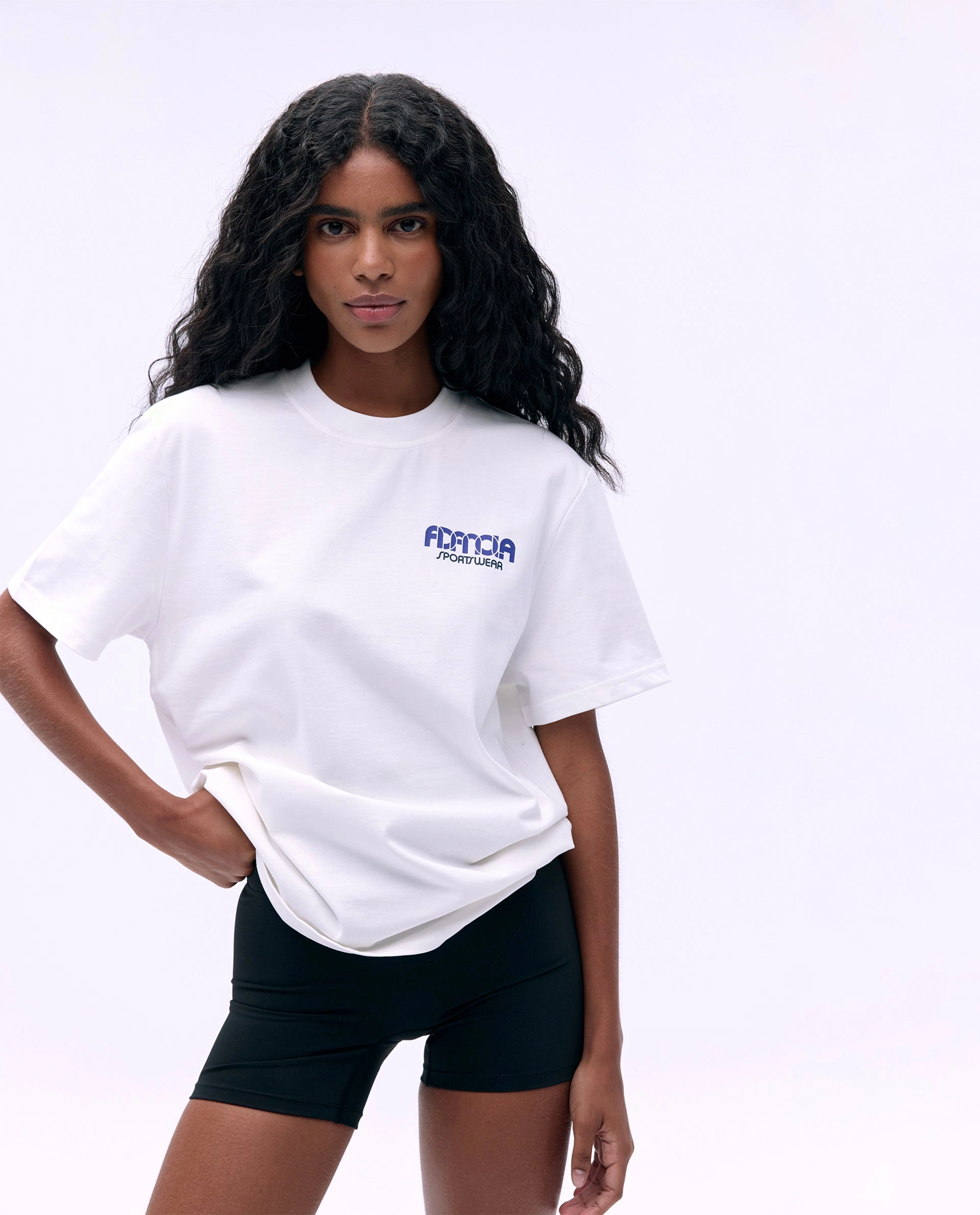 Sportswear Short Sleeve Oversized T-shirt - White/Cobalt Blue