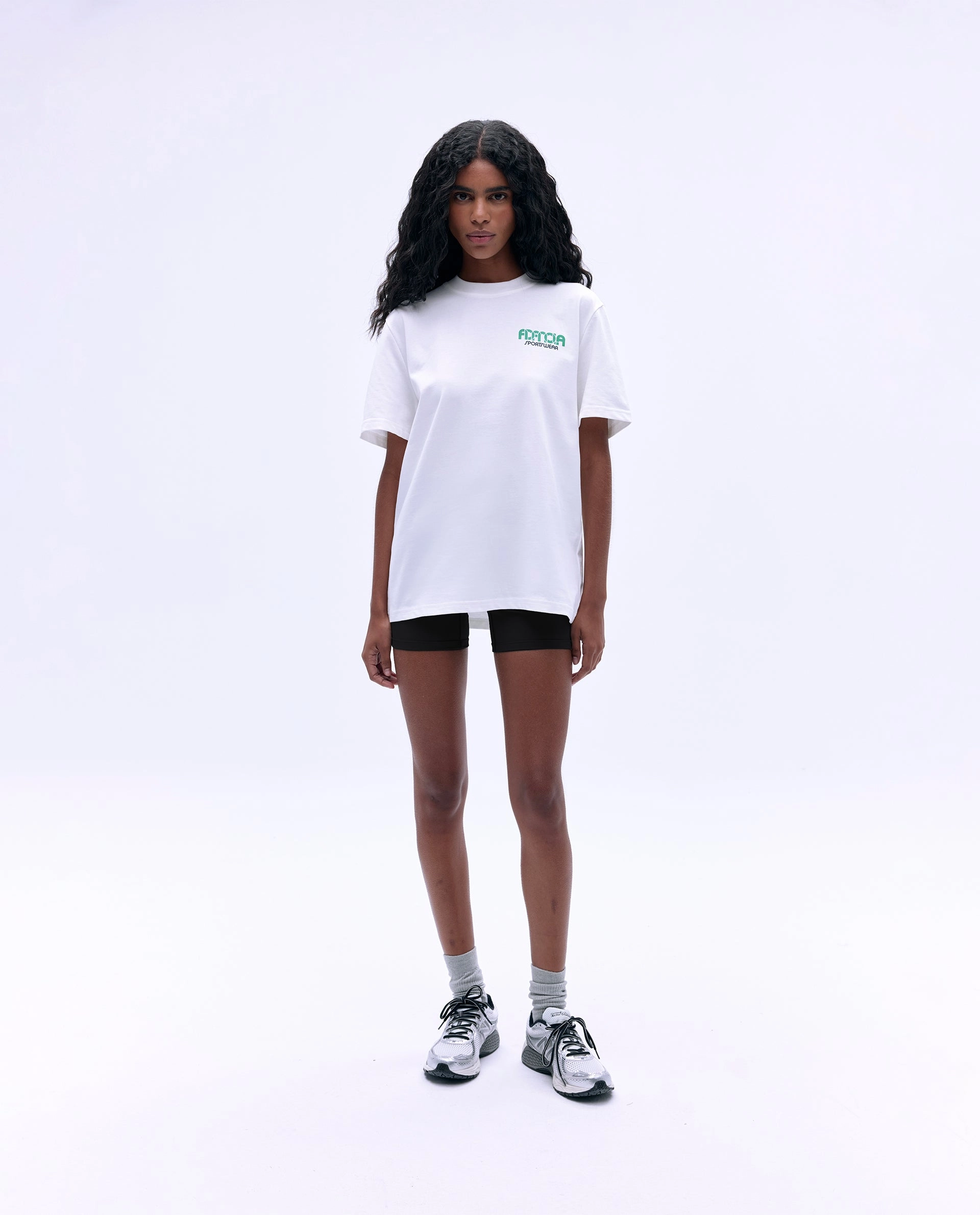 Sportswear Short Sleeve Oversized T-shirt - White/Jade Green