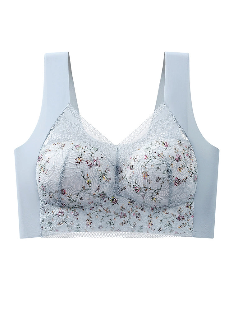 Thin Ice Silk Floral Seamless Wire-Free Bra