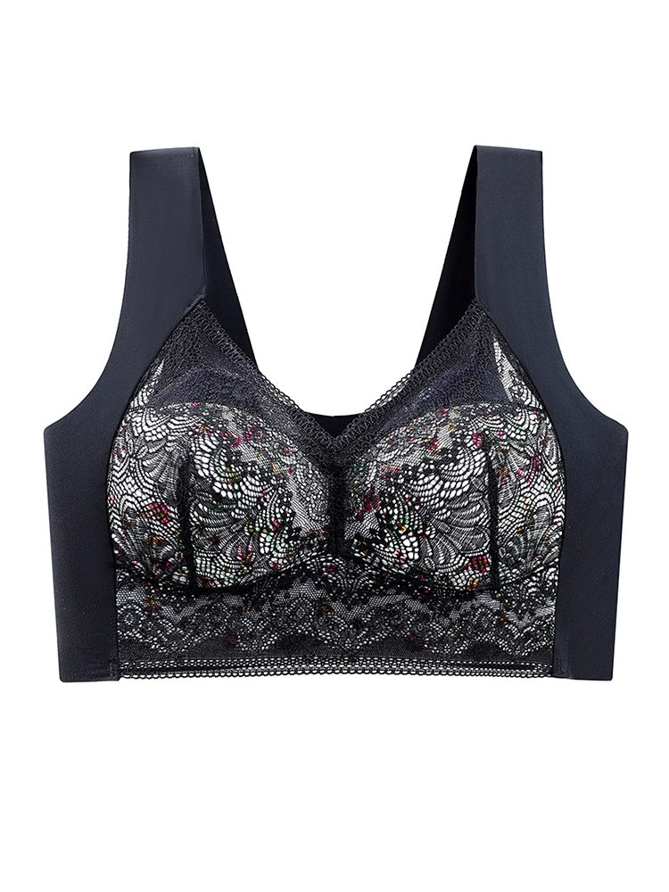 Thin Ice Silk Floral Seamless Wire-Free Bra