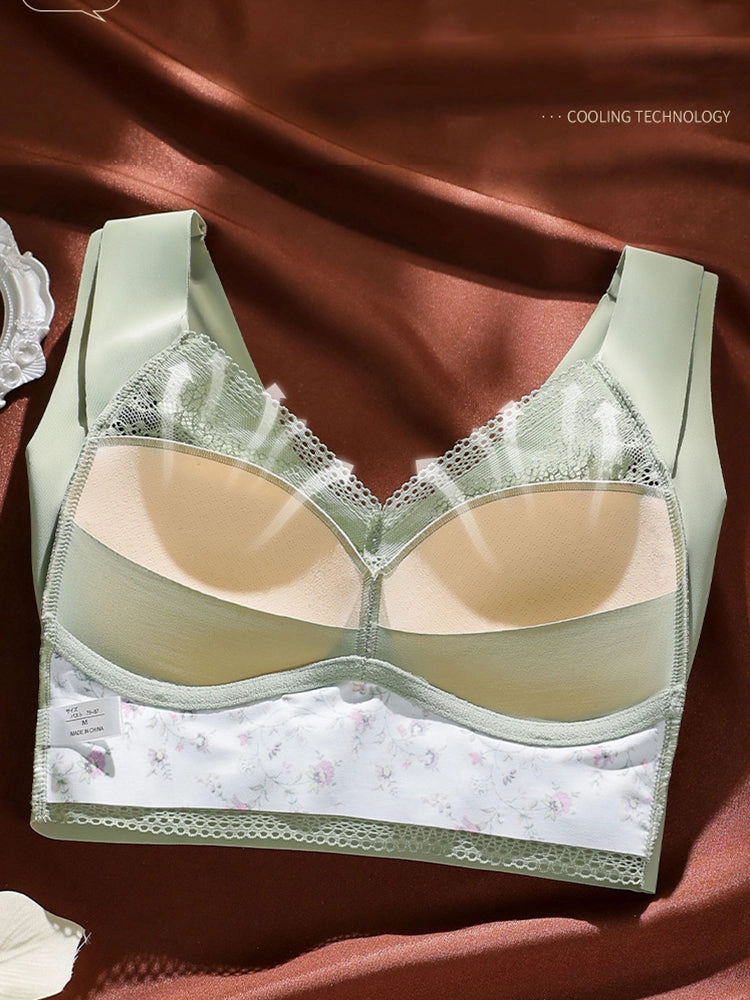 Thin Ice Silk Floral Seamless Wire-Free Bra