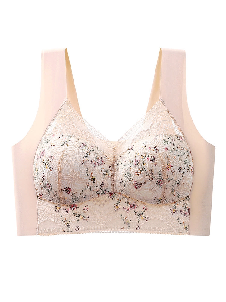 Thin Ice Silk Floral Seamless Wire-Free Bra