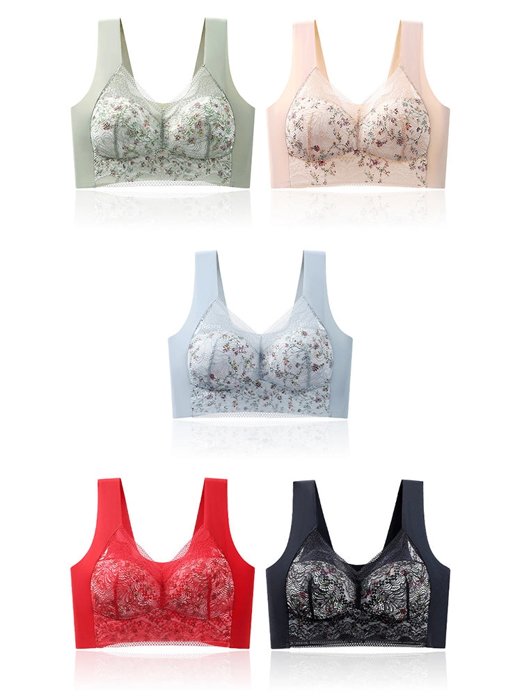 Thin Ice Silk Floral Seamless Wire-Free Bra