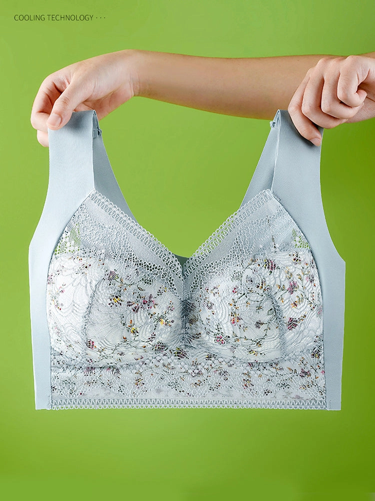 Thin Ice Silk Floral Seamless Wire-Free Bra