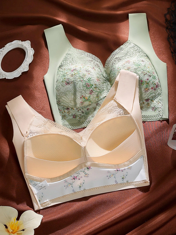 Thin Ice Silk Floral Seamless Wire-Free Bra